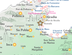 Karte Alcanada Mallorca