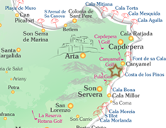 Karte Costa de los Pinos Mallorca