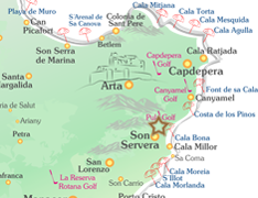 Karte Son Servera Mallorca